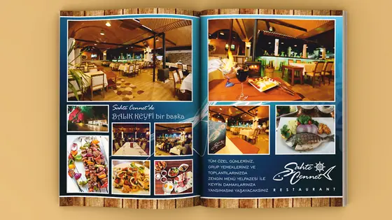 Restoran tanıtım kataloğu iç sayfa tasarımı